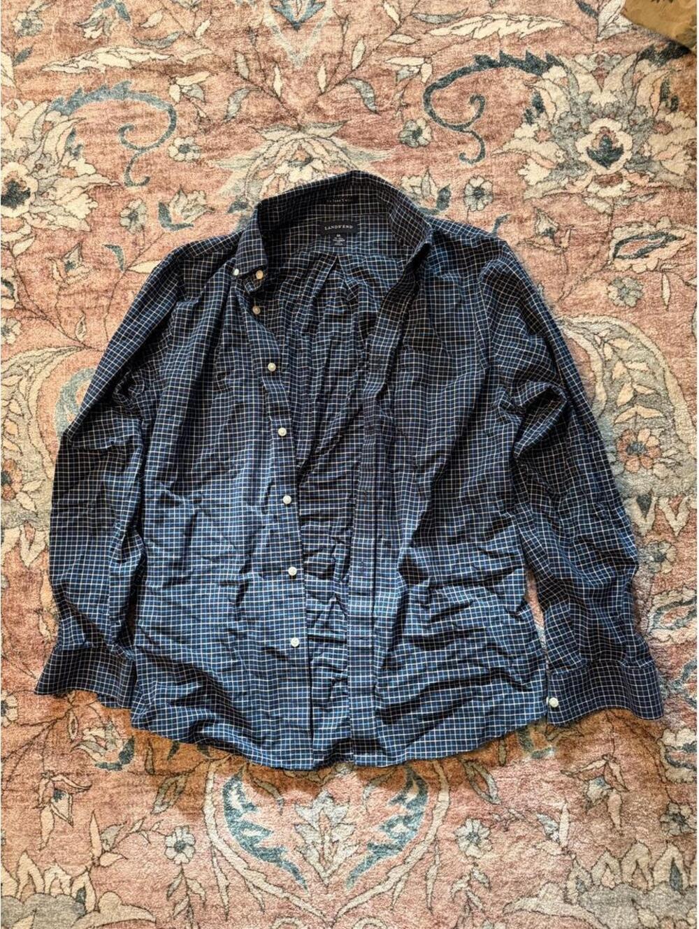 Lands' End Men's Navy and Blue Shirt